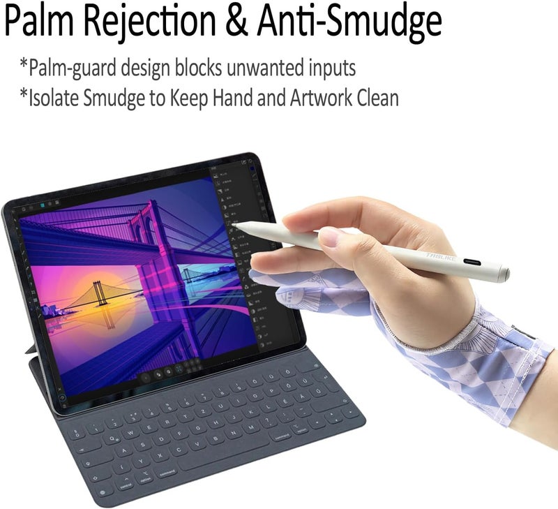 TABLIKE Artist Drawing Glove, Breathable Two Finger Digital Art Glove 3-Layer Palm Rejection Right/Left Hand Digital Graphic Tablet, Purple, M Size - Image 5